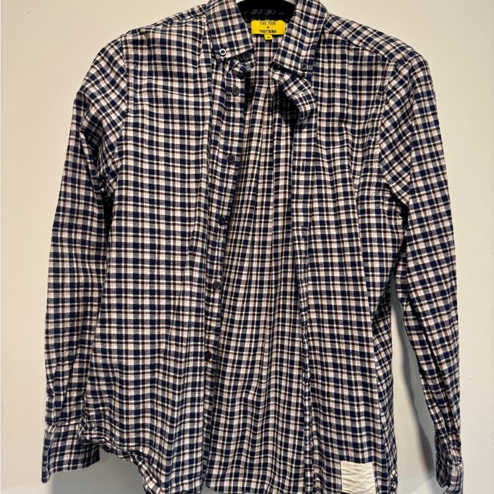 Five Four Navy and White Plaid Button-Down Shirt